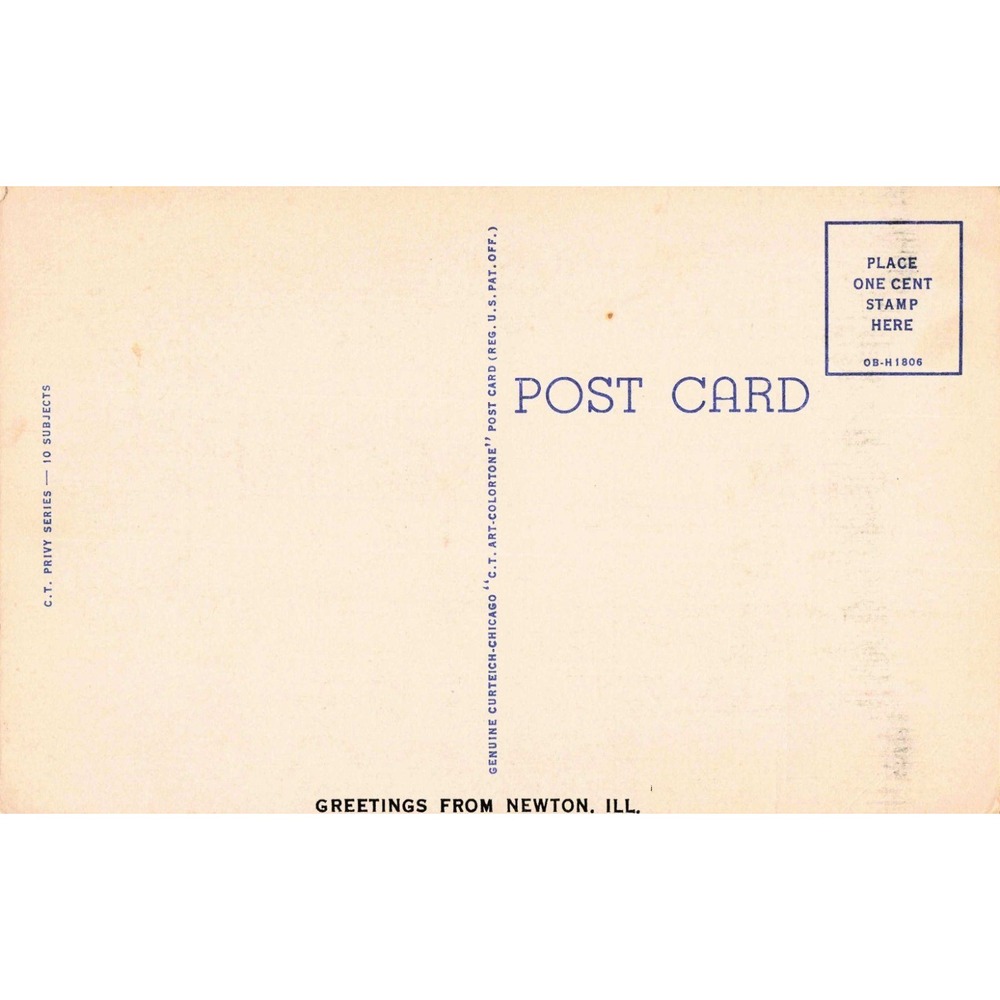 Vintage Curt Teich Linen Postcard Outhouse Poem Newton IL C.T. Privy Series C280 - Picture 2 of 2
